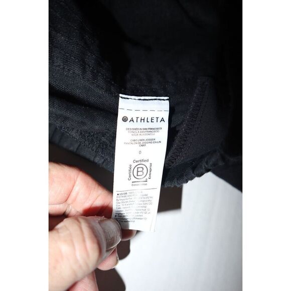 Athleta 530642-02 Women's Sz 0 Black Cabo Linen Jogger Pants - Picture 9 of 11